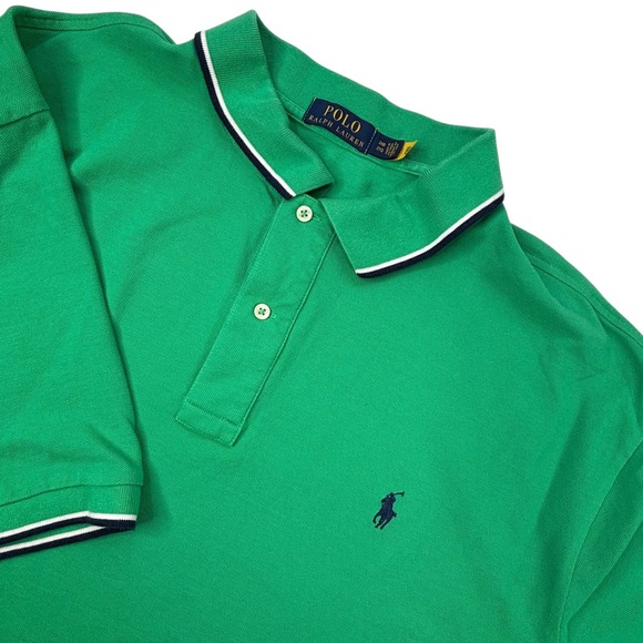 Polo Ralph Lauren Mens Green Polo Shirt 3XB Big & Tall Short Sleeve Trim Casual - Picture 1 of 16